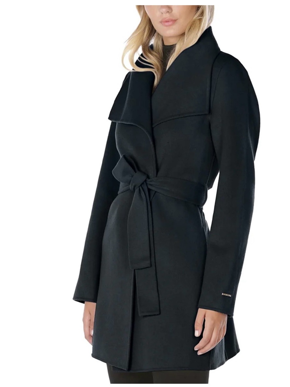 NWT T Tahari double face wool blend Navy Wrap Coat